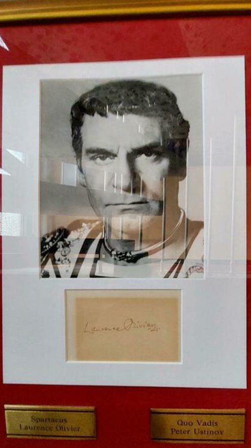 Peter Ustinov + Sir Laurence Olivier Autogramm