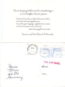 Original Danksagungskarte von Edward Kennedy und Frau