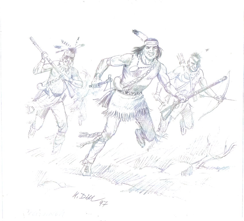 TECUMSEH - 6 von KLAUS DILL gezeichnete Comic-Vorlagen